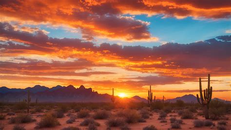 Majestic Arizona Sunset - Warm Orange Glow Over Desert Landscape ...