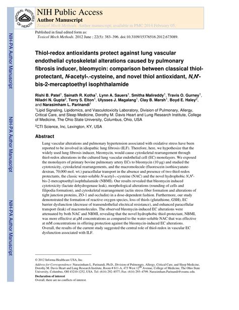 (PDF) Thiol-redox antioxidants protect against lung vascular ...