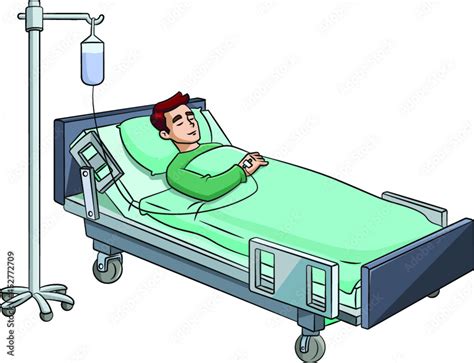 Cartoon vector illustration of a person in hospital bed Stock Vector | Adobe Stock