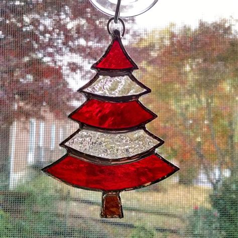 Christmas Tree Fused Glass Sun Catcher Ornament Suncatchers Garden ...