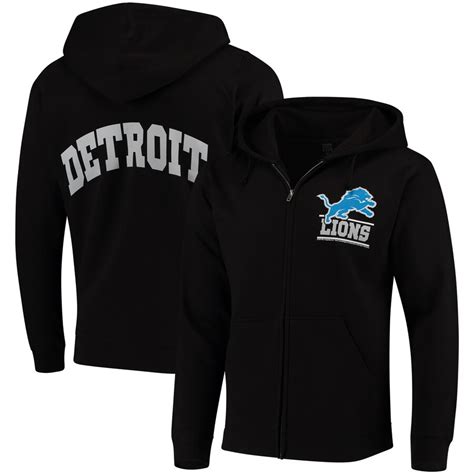 Men's Black Detroit Lions Quarterback Full-Zip Hoodie