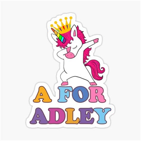 "Adley's Playspace: A For Adley Unicorn Dab Funny" Sticker for Sale by ...