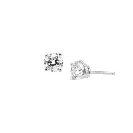 1 ct Round-Cut Diamond Stud Earrings in 14K White Gold | 1 ct Diamond ...