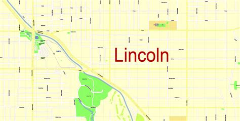 City Map Lincoln NE Vector Urban Plan Illustrator Editable Street Map