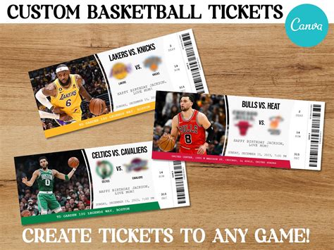 Custom Basketball Tickets NBA Tickets Basketball Surprise - Etsy