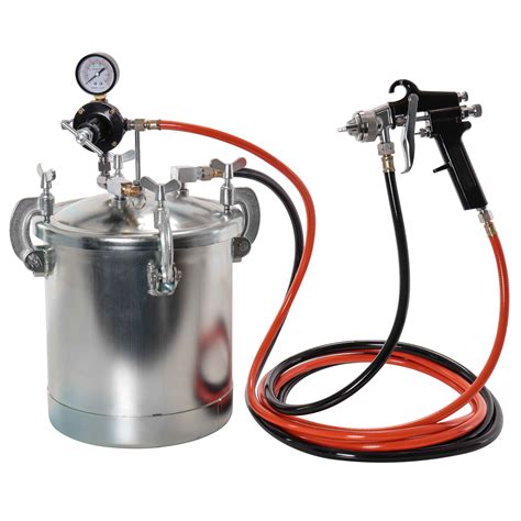 TCP Global Pressure Tank Paint Spray Gun with 1.5 Mm Nozzle 2-1/2 Gal. Pressure Pot & Spray Gun ...