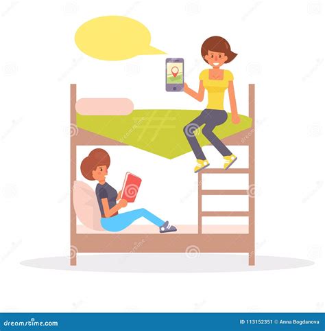 Dormitory, Hostel. Vector. Cartoon. I Stock Vector - Illustration of ...