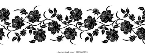 Vector Rose Flower Border Design Stock Vector (Royalty Free) 2207810255 ...