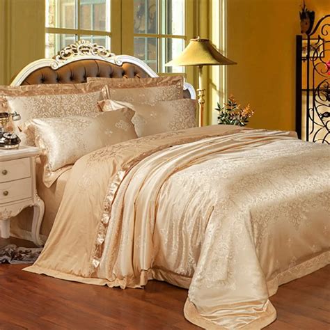 Classical luxury silk bedding set 4pcs queen king size bed linens modal quality bed linens ...