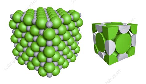 Crystal structure of sodium chloride, illustration - Stock Image - C055/2114 - Science Photo Library