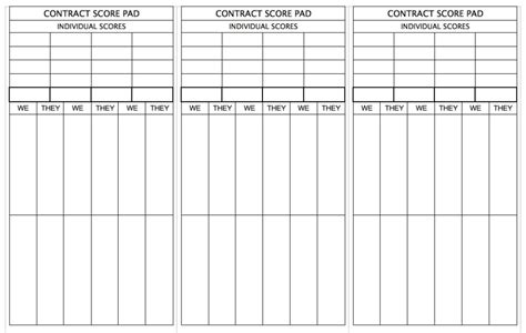 Printable Bridge Score Sheets | Bridge Tally Cards, Bridge Intended For ...