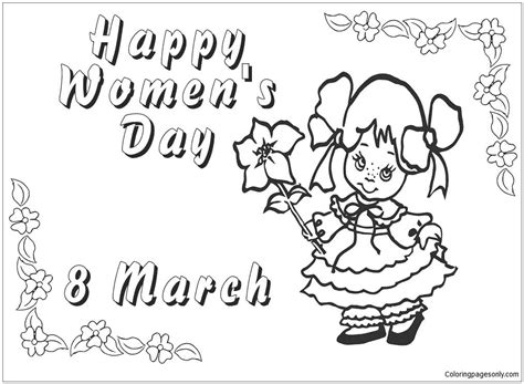 8th March Womens Day Coloring Page | 8th of march, Coloring pages, Women's day cards