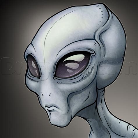 How to Draw a Gray Alien, The Grays, Step by Step, Aliens, Sci-fi, FREE Online Drawing Tutorial ...