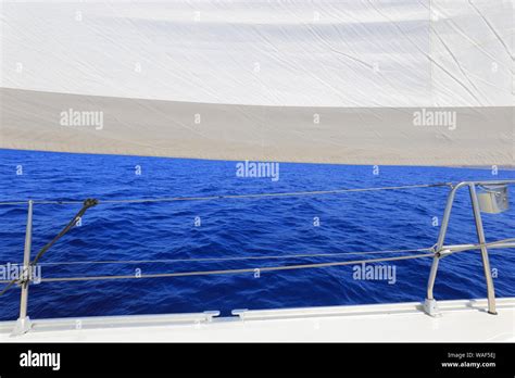 Sail sailing yacht. Open sea yacht, deck view Stock Photo - Alamy