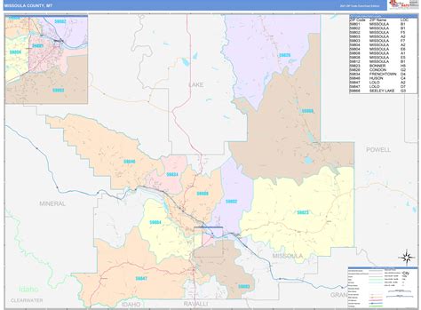 Missoula County, MT Wall Map Color Cast Style by MarketMAPS - MapSales