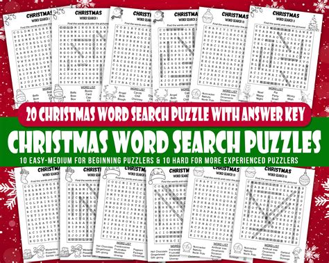 Printable 20 Christmas Word Search Puzzle For Kids, PDF Fun Christmas ...