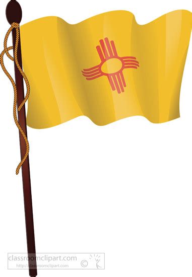 Clipart - new-mexico-state-flag-on-a-flagpole - Classroom Clipart