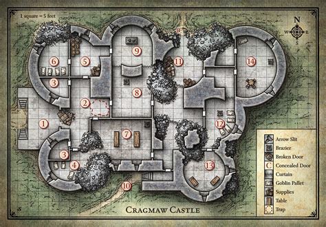 D&D Cragmaw Castle Map | Dungeon maps, Map, Fantasy map