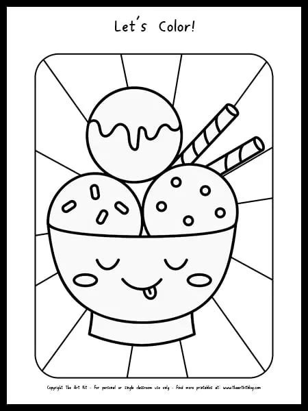 Bowl of Ice Cream Coloring Page {FREE Printable} - The Art Kit