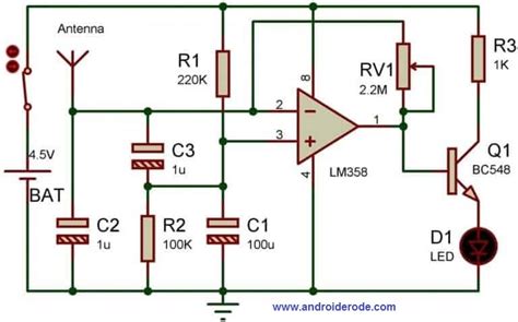 Cell Phone Detector Circuit using Op-Amp