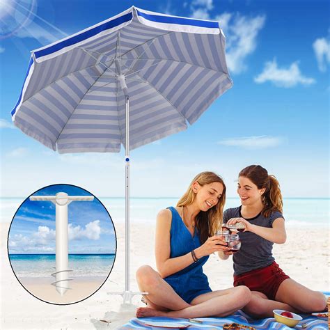 Parasol Stands & Bases Beach Parasol Bases Ground Spike Auger for Strong Winds Umbrella Screw ...