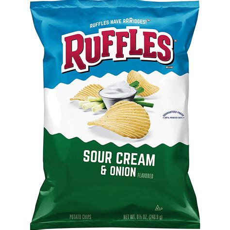 Ruffles Sour Cream & Onion Flavored Potato Chips, 8.5 Ounce - Hello-Halal