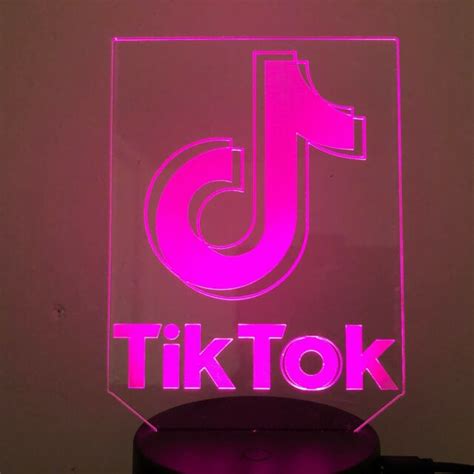 TIK TOK LOGO DANCING APP 3D Acrylic LED Night Light Touch Lamp GITF 7 ...