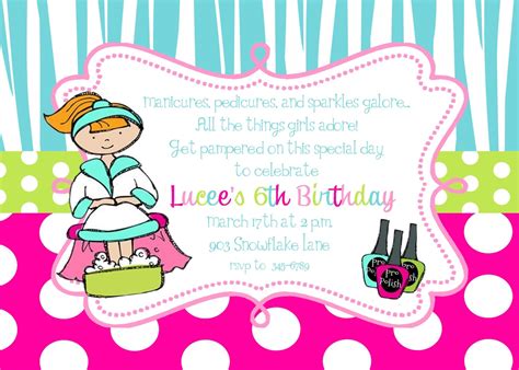 Pamper Party Invitations For Girls