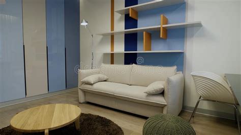 Colorful New Empty Room Interior with Furniture. Video Stock Image - Image of decor, living ...