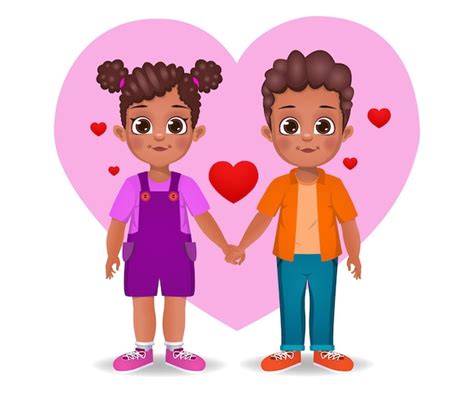 Premium Vector | Cute african kids in love and holding hands