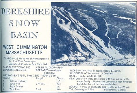 1964-65 Berkshire Snow Basin Trail Map - New England Ski Map Database - NewEnglandSkiHistory.com