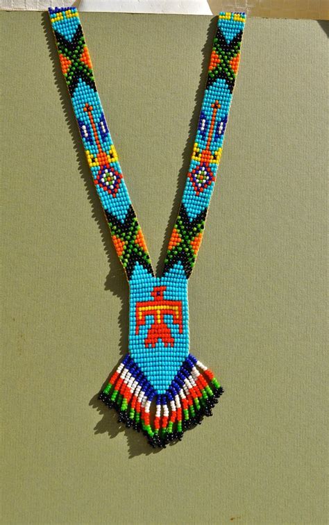 Vintage Native American Bead Necklace with Fringe