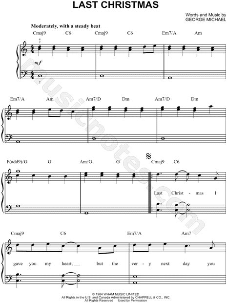 Last Christmas Piano Sheet Music Easy - Last Christmas Sheet Music Christmas Sheet Music ...