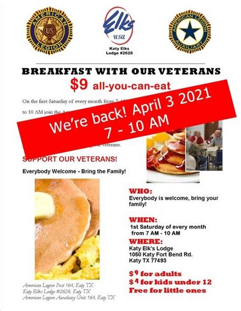 Breakfast with our Veterans , if anyone is interested.