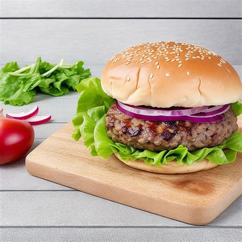 Premium AI Image | Closeup classic burger with french fries generate by AI