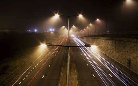 Wallpaper : trees, lights, street light, night, road, long exposure ...