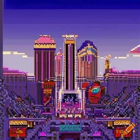 Pixel art representation of las vegas strip on Craiyon