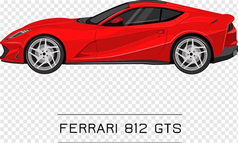 Tampilan samping mobil ferrari 812 gts merah, png | PNGWing