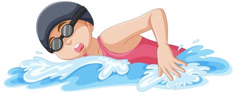 Free Vector | Puberty Girl Swimming Cartoon Character