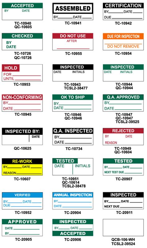 QC Inspection Labels | Stranco Inc