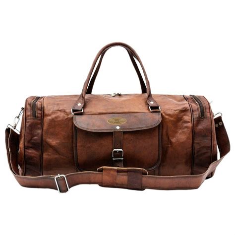 Large Travel Bag Men's Real Leather Travel Weekend Duffle Bag - Luggage