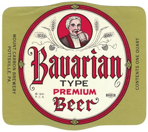 Bavarian Type Premium Brand Beer Label ©1941