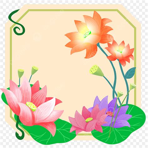 Lotus Leaf PNG Transparent, Lotus Leaf Lotus Flower Border, Color, Decorative, Design PNG Image ...