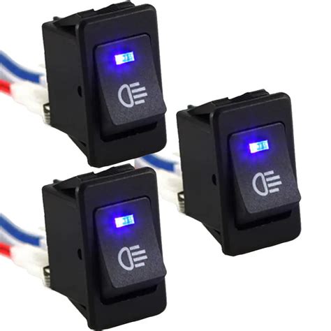 12V 35A 4Pins Car Fog Light Rocker Switch Blue LED Dash Dashboard Universal