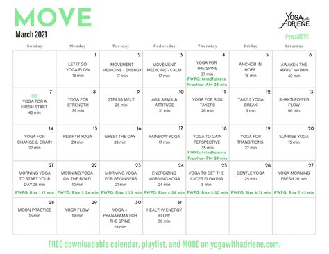 Calendar | Yoga With Adriene