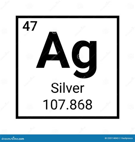 Silver Argentum. The Chemical Element In The Periodic Table Cartoon ...