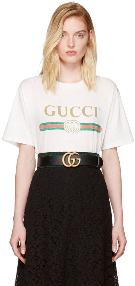 Gucci White Floral Patch Logo T-shirt | ModeSens | Fashion, Women ...