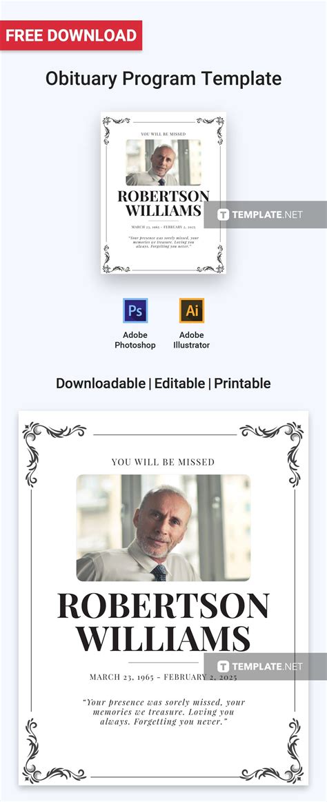 Obituary Program Template in Pages, Publisher, MS Word, Photoshop ...