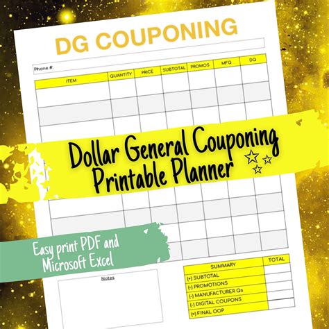 Dollar General Couponing Printable Coupon Shopping Checkout Tracker ...