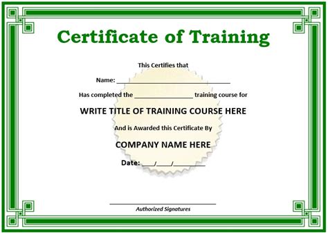 11 Free Sample Training Certificate Templates - Printable Samples